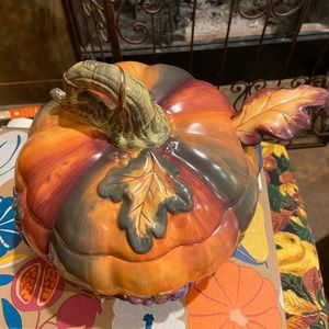 Ceramic Pumpkin Soup Dish With Ladle & bowls